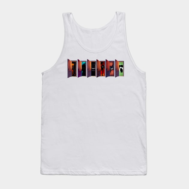 Monsters Behind All The Doors Tank Top by Atomic City Art